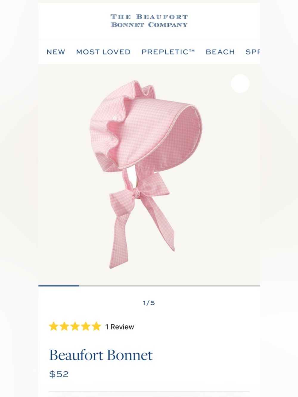 NEW Beaufort Bonnet - Pink Greenbrier Gingham 3T-4T